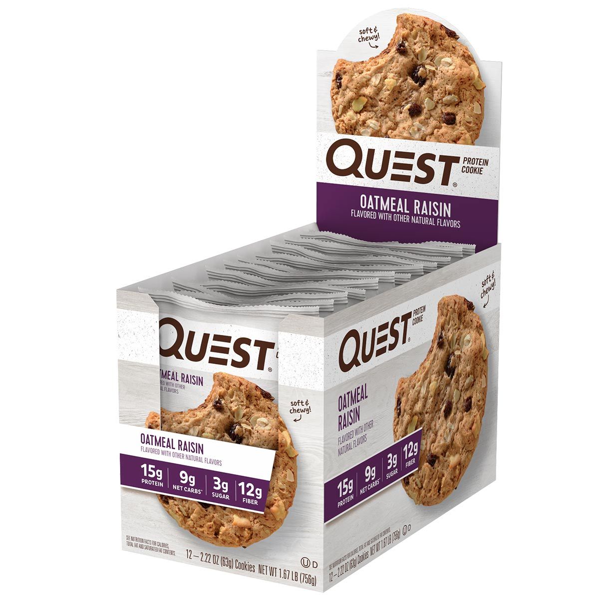 Quest Nutrition Cookies 12/Box Protein Quest Nutrition Oatmeal Raisin  (1059342975019)