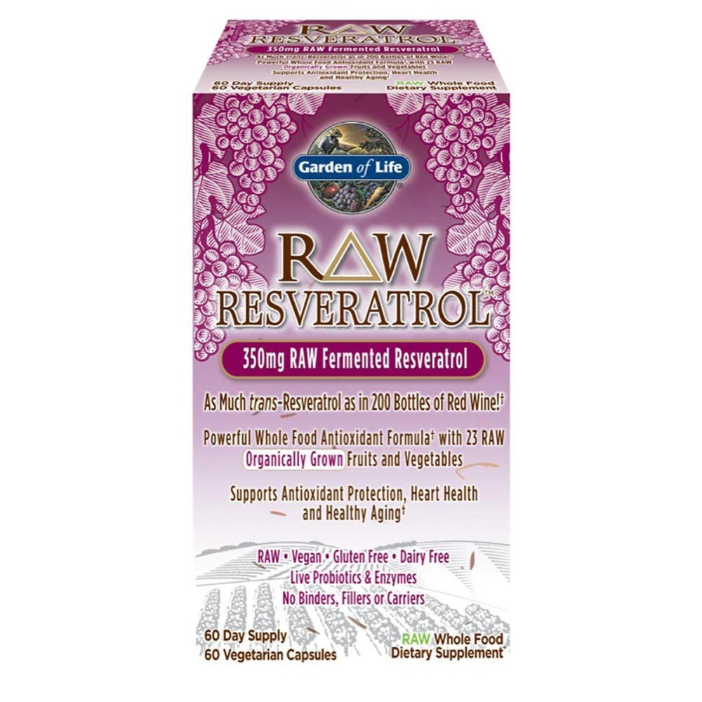 Garden of Life Raw Resveratrol 350mg 60 Vege Caps Antioxidants / CoQ-10 Garden of Life  (1058672934955)