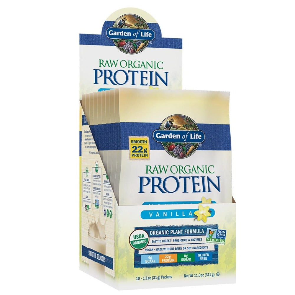 Garden of Life Raw Organic Protein Packets 10/Box Protein Garden of Life Vanilla  (1058757705771)