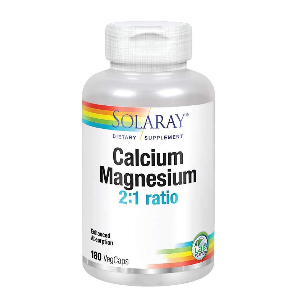 Solaray Calcium and Magnesium 1000mg/500mg 180 caps Minerals Solaray  (1057897513003)
