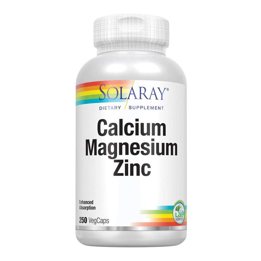 Solaray Calcium, Magnesium, Zinc 1000/500/25 250 Caps Minerals Solaray  (1057897644075)