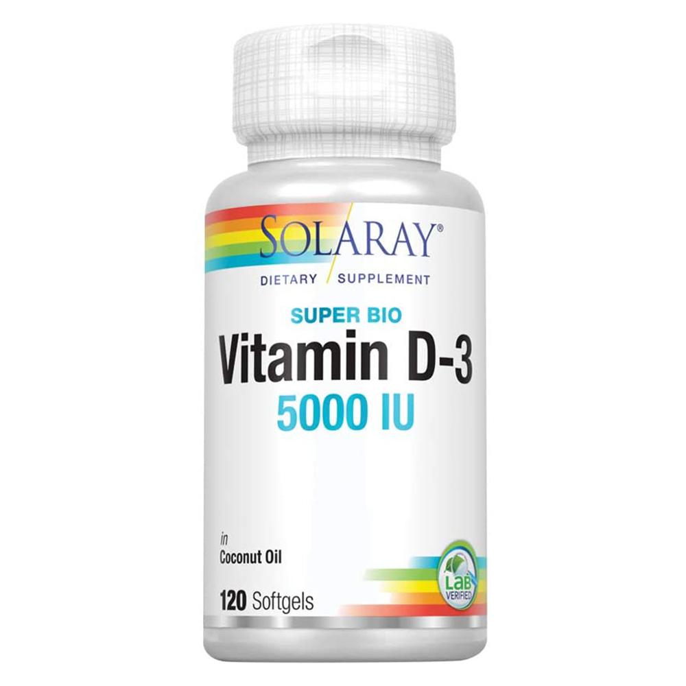 Solaray Vitamin D3 5000iu 120SG in Coconut Oil Vitamins & Minerals Solaray  (4601079889985)