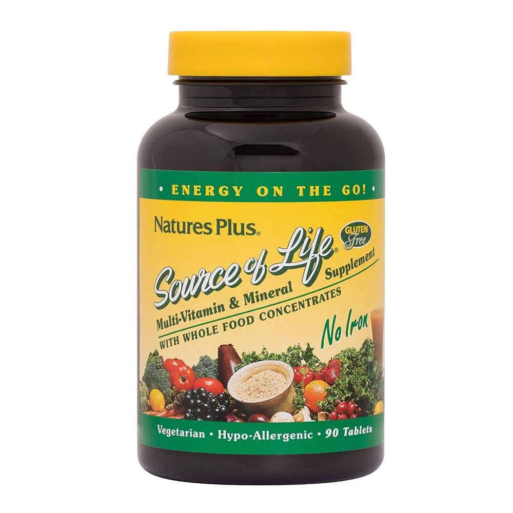 Nature's Plus Source of Life Multivitamin Iron Free 90 Tablets Multi Vitamins Nature's Plus  (1797599199275)