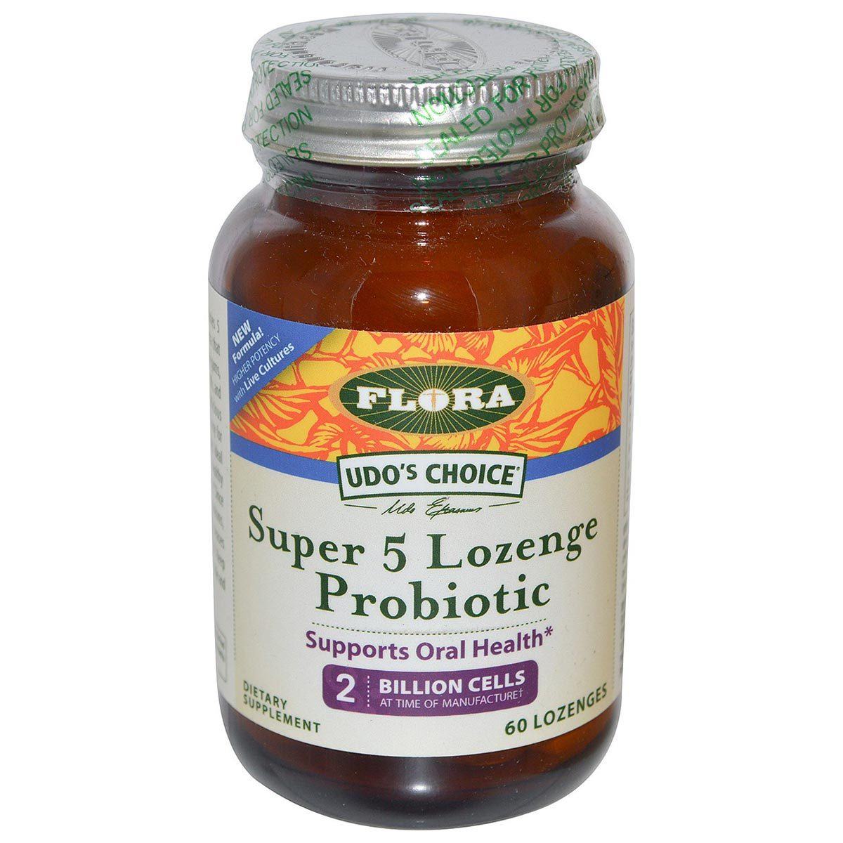 Flora (Udo's Choice) Udo's Choice Super 5 Lozenge Probiotic 60 Lozenges Digestive Health / Probiotics Flora (Udo's Choice)  (1058045984811)