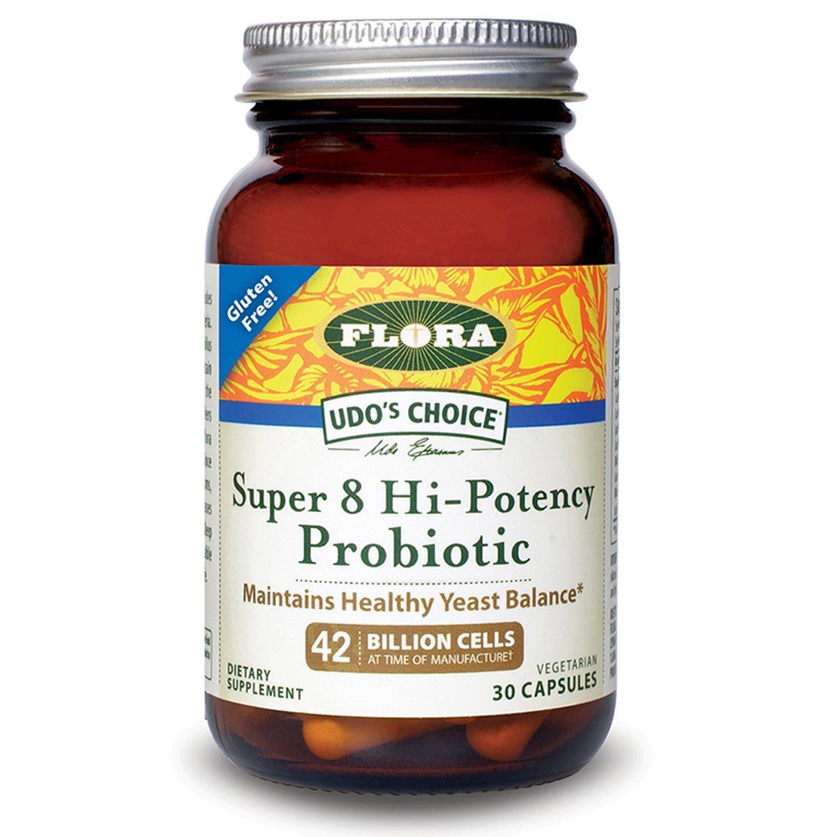 Flora (Udo's Choice) Udo's Choice Super 8 Hi-Potency Probiotic 30 Capsules Digestive Health / Probiotics Flora (Udo's Choice)  (1058016985131)