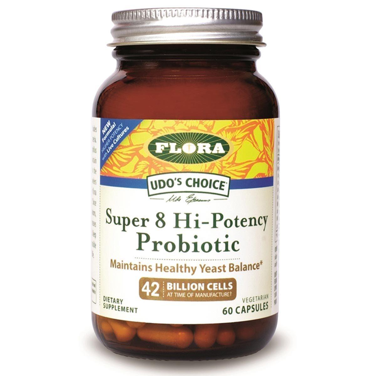 Flora (Udo's Choice) Udo's Choice Super 8 Hi-Potency Probiotic 60 Capsules Digestive Health / Probiotics Flora (Udo's Choice)  (1058759180331)