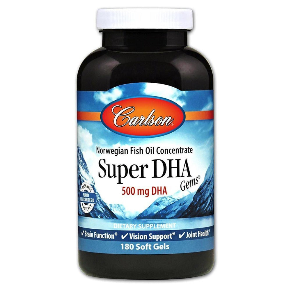 Carlson Super DHA 500mg 180 Gels Omega Fatty Acids / EFAs Carlson  (1058304065579)