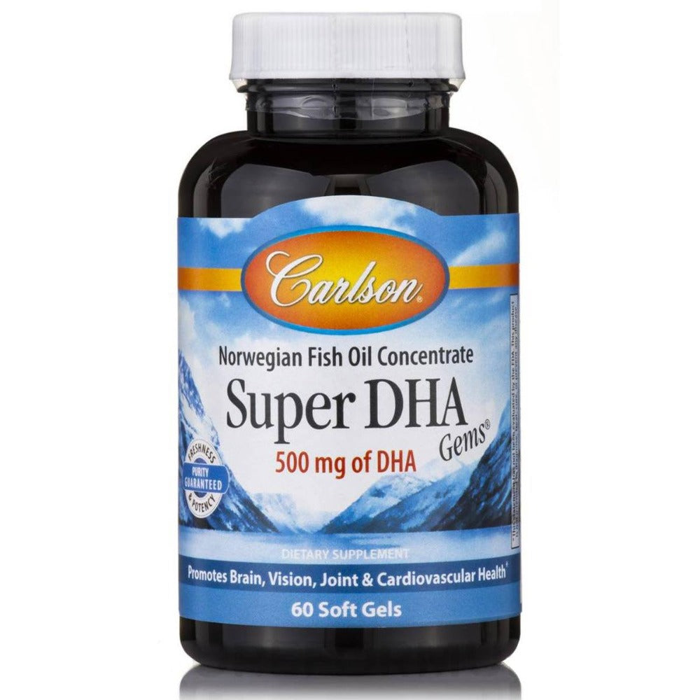 Carlson Super DHA 500mg 60 Gels Omega Fatty Acids / EFAs Carlson  (1058304458795)