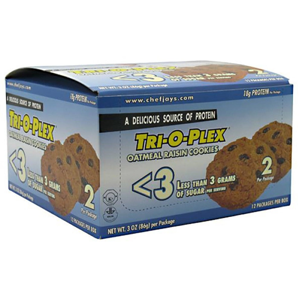 Chef Jay's Tri-O-Plex Low Sugar Cookies Oatmeal Raisin 3 oz. (86g) Protein Chef Jay's  (1058914074667)
