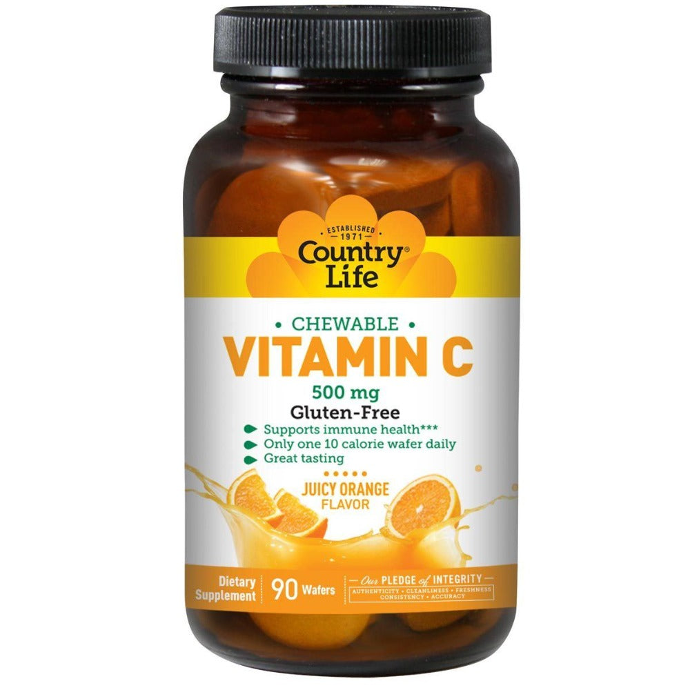 Country Life Vitamin C Wafer (Chewable Orange Juice) 500mg 90 Wafers Vitamins Country Life  (1057874935851)
