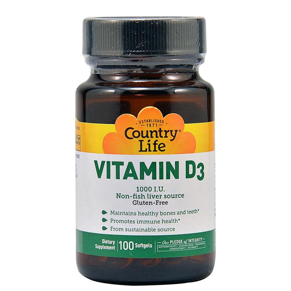Country Life Vitamin D3 1000IU 100 Softgels Vitamins & Minerals Country Life  (1766785384491)